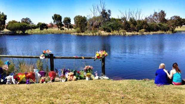 The shrine to Sam Trott by the lake where he was found.