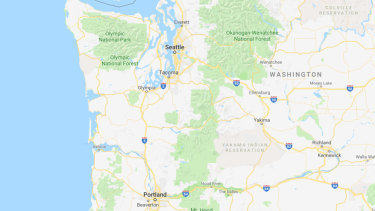 The US Pacific Northwest, showing Washington state's Olympic Peninsula, Seattle and Portland.
