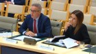 Sportsbet CEO Barni Evans with former second-in-command Tania Abbotto at the parliamentary inquiry into online gambling.