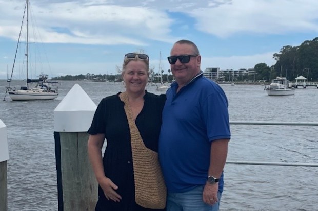 Male breast cancer sufferer Phil Smith with wife Donna.
