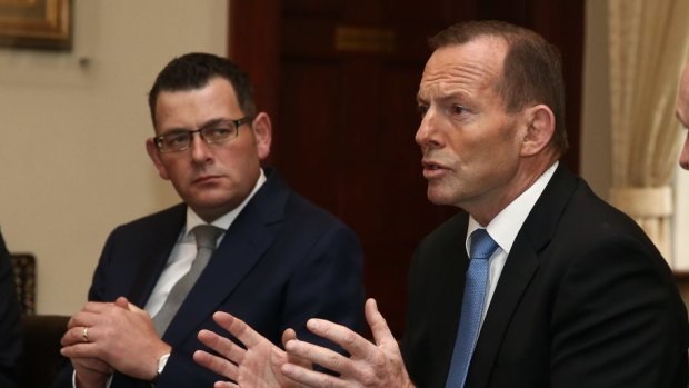 Former prime minister Tony Abbott, right, has attacked Victorian Premier Daniel Andrews for his harsh pandemic lockdown.