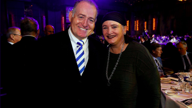 Former Wallabies legend David Campese and Castle pose for a photo in Melbourne last week.