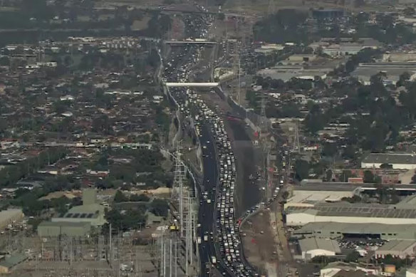 The West Gate traffic jam stretched for 17 kilometres on Thursday morning.