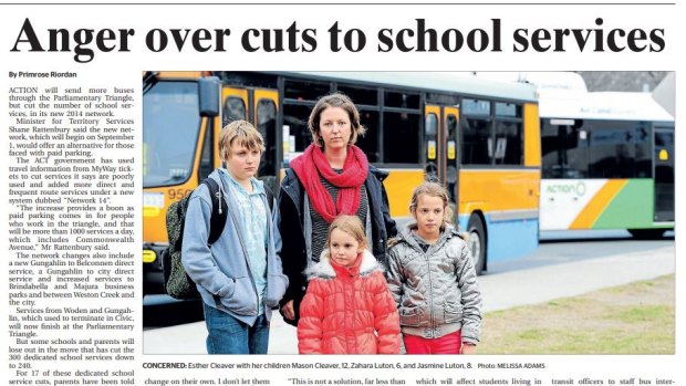 Parents had similar concerns about the 2014 bus network, which cut school services. 