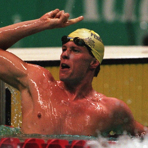 Kieren Perkins triumphs in Atlanta in 1996.