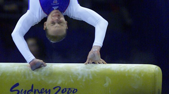 Great Britain's Annika Reeder crashes on the vault, which had been set 5cm too low. 