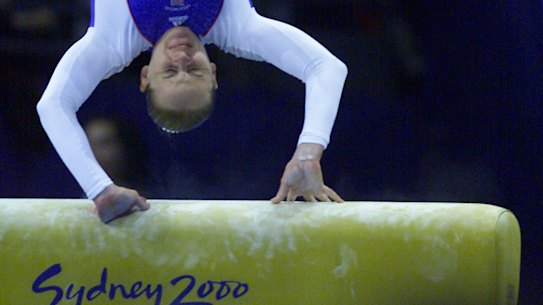 Great Britain's Annika Reeder crashes on the vault, which had been set 5cm too low. 