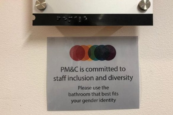 Prime Minister Scott Morrison said he wanted the gender neutral bathroom signs removed from his department.