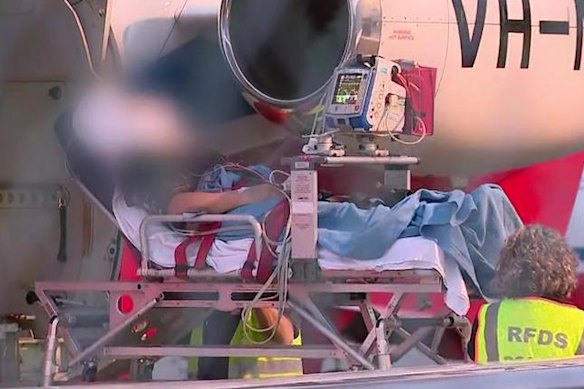 A woman and child were flown to Perth after a horror crash near Shark Bay on Monday.