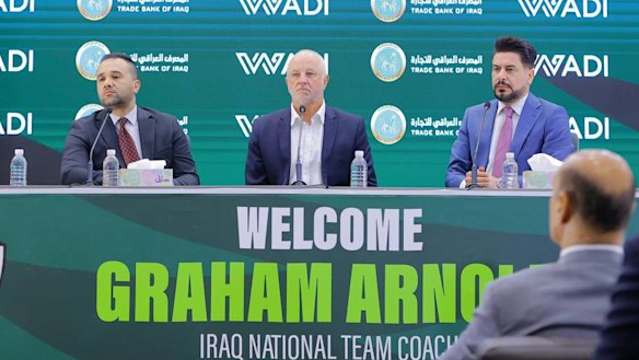 Graham Arnold is unveiled as Iraq coach.