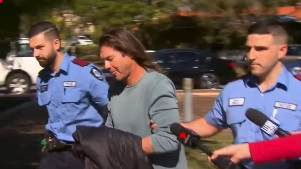 Ben Cousins during his arrest in Victoria Park in April.