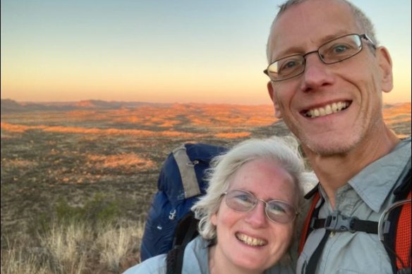 Paul Millachip was killed by a shark at Port Beach in Perth. He is pictured with his wife.