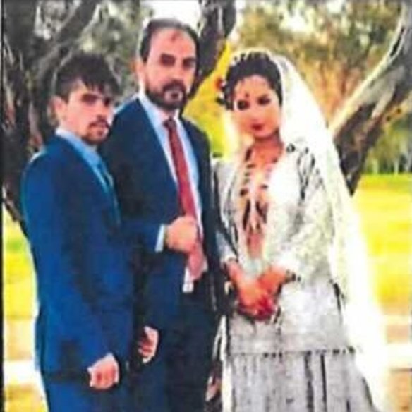 Mohammad Ali Halimi, middle, and Ruqia Haidari, right, on their wedding day.