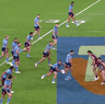 Haumole Olakau’atu sits Cameron Munster on his backside.