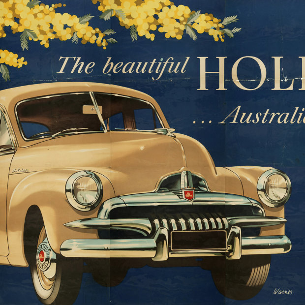 A poster advertising the FJ Holden.