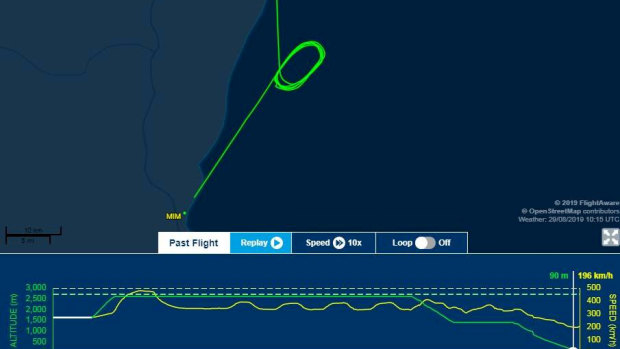 Flight radar images showed the plane circled above the ocean before landing at Merimbula Airport. 