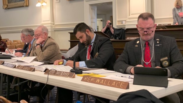 'Shameful': Republican lawmakers wearing pearls in New Hampshire's House of Representatives. 