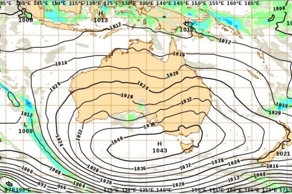 An abnormally strong high-pressure system is dominating Australia’s weather, bringing moist onshore winds to NSW and record-breaking cold to Victoria.