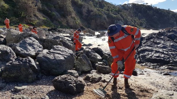 SES volunteers searched Rocky Beach on July 15 following the discovery of a fourth bone.