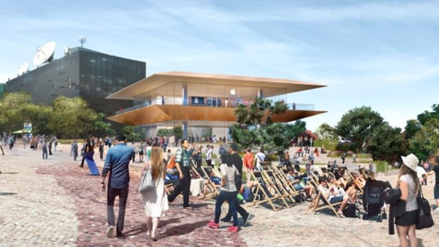 The original December 2017 Apple store proposal at Federation Square. 