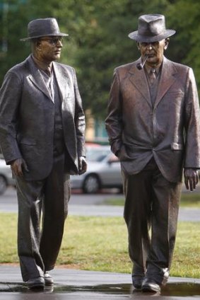 Sculpting masterpiece: former prime ministers John Curtin and Ben Chifley.