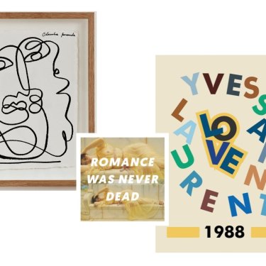 Love print; Romance Was Never Dead print; YSL 1988 Love exhibition poster.