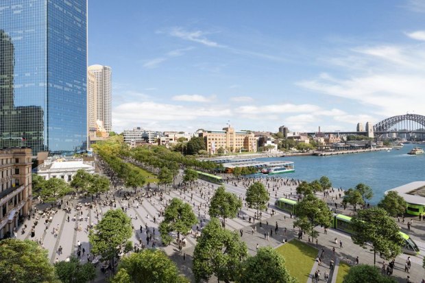 Bates Smart’s vision for Circular Quay: the removal of the Cahill Expressway and the rerouting of the City Circle train line underground to create a wide open space reconnecting Customs House to the water.