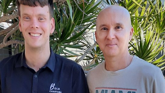 Bold Charters’ Harri Joyce with mentor Nigel Matthews.