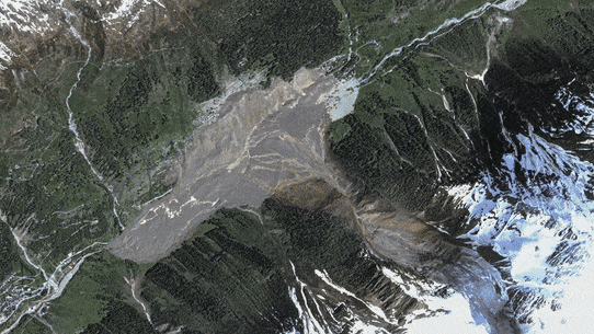 Aftermath of glacier collapse in Blatten, Switzerland