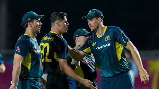 Ben Dwarshuis, Mitch Marsh and Cameron Green.