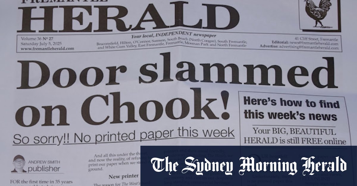 Freo Herald lashes Seven West Media, prints one page paper on A4 sheet