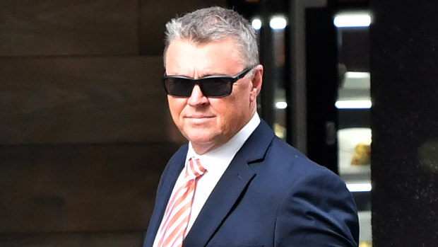 Former union boss Dave Hanna arrives at the District Court in Brisbane on Friday.