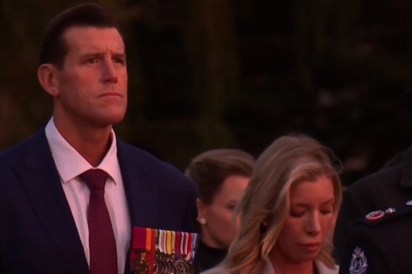 Ben Roberts-Smith attends Anzac Day dawn service