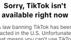 Despite this notification on TikTok, the app is so far still working for users.