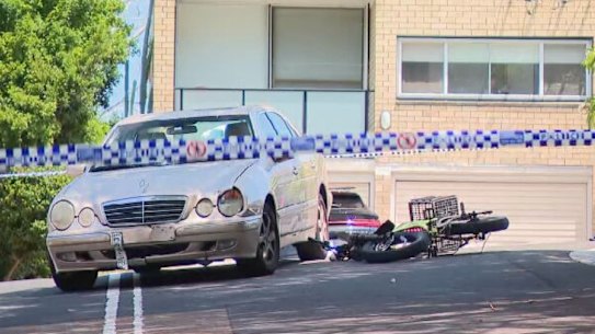 Two boys riding an e-bike were injured after a crash with a Mercedes-Benz at Bondi.