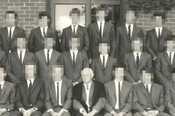 Long-serving Ballarat Grammar headmaster G. F. J. “Jack” Dart, pictured with school prefects and probationers.