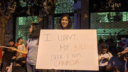 A young Lebanese protester highlights the country's brain drain due to absence of opportunities at home.