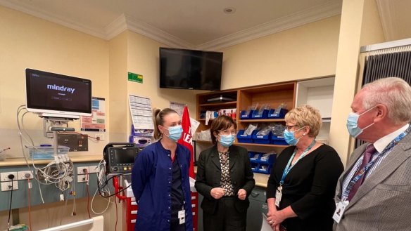 Health Minister Mary-Anne Thomas (second from left) with staff at the Colac Area Health clinic on August 9.