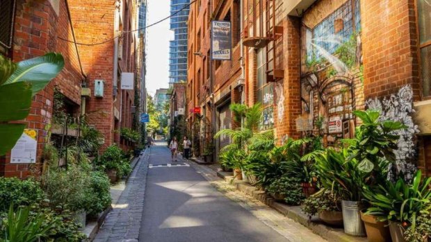 Guildford Lane in Melbourne’s CBD has been turned green.