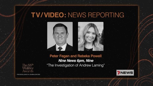 Nine journalists Peter Fegan and Rebeka Powell won a Walkley Award for their story on then-LNP MP Andrew Laming.