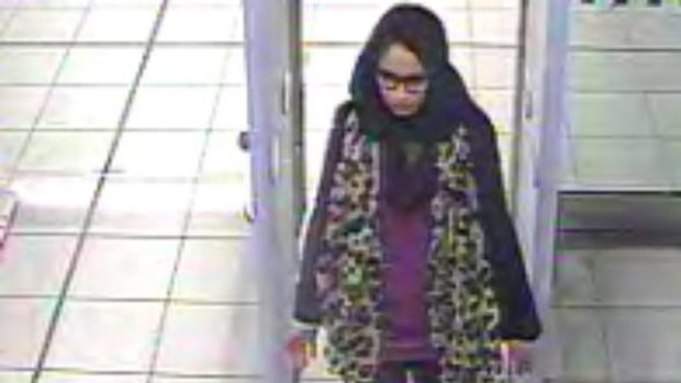 London teenager Shamima Begum pictured at London's Heathrow Airport when making her way to join Islamic State in 2015.