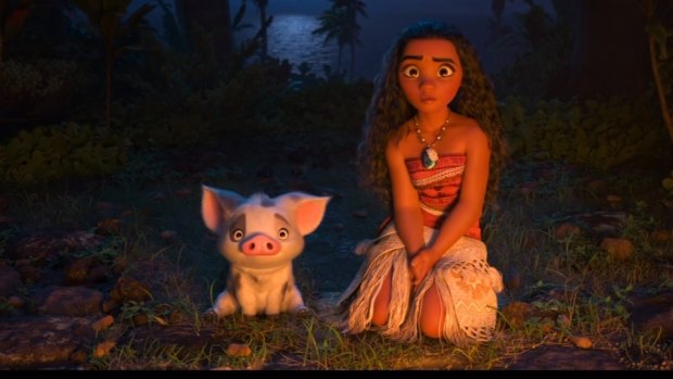 Moana saves the day when the male characters fail to do so.