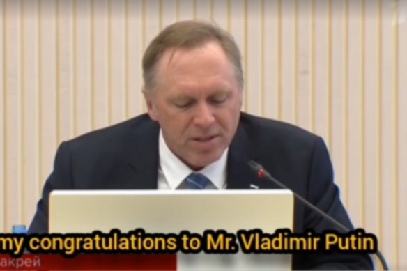 Port Hedland councillor Adrian McRae speaking on Russian media. 