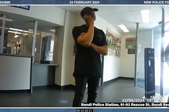 Lamarre-Condon arriving at Bondi police station on February 23, 2024.