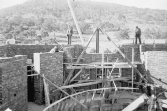 Construction on the war memorial. 