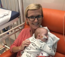 Perth mother Kim Brown with her daughter, who was born prematurely, pictured in Perth Children’s Hospital in May 2021.