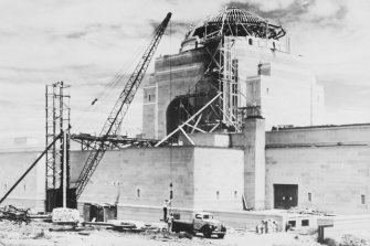 A photograph from Crust of the war memorial under construction. 
