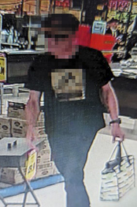 A man seen walking out of a Melbourne IGA allegedly carrying a bag of stolen meat. There is no suggestion he is part of an organised crime group.