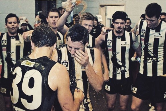 Rourke with his Collingwood VFL teammates in 2015.