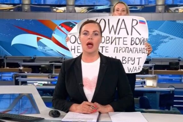 Marina Ovsyannikova was a Russian TV editor who interrupted a Channel One news broadcast with a sign protesting against the war in Ukraine, leading to her arrest. 